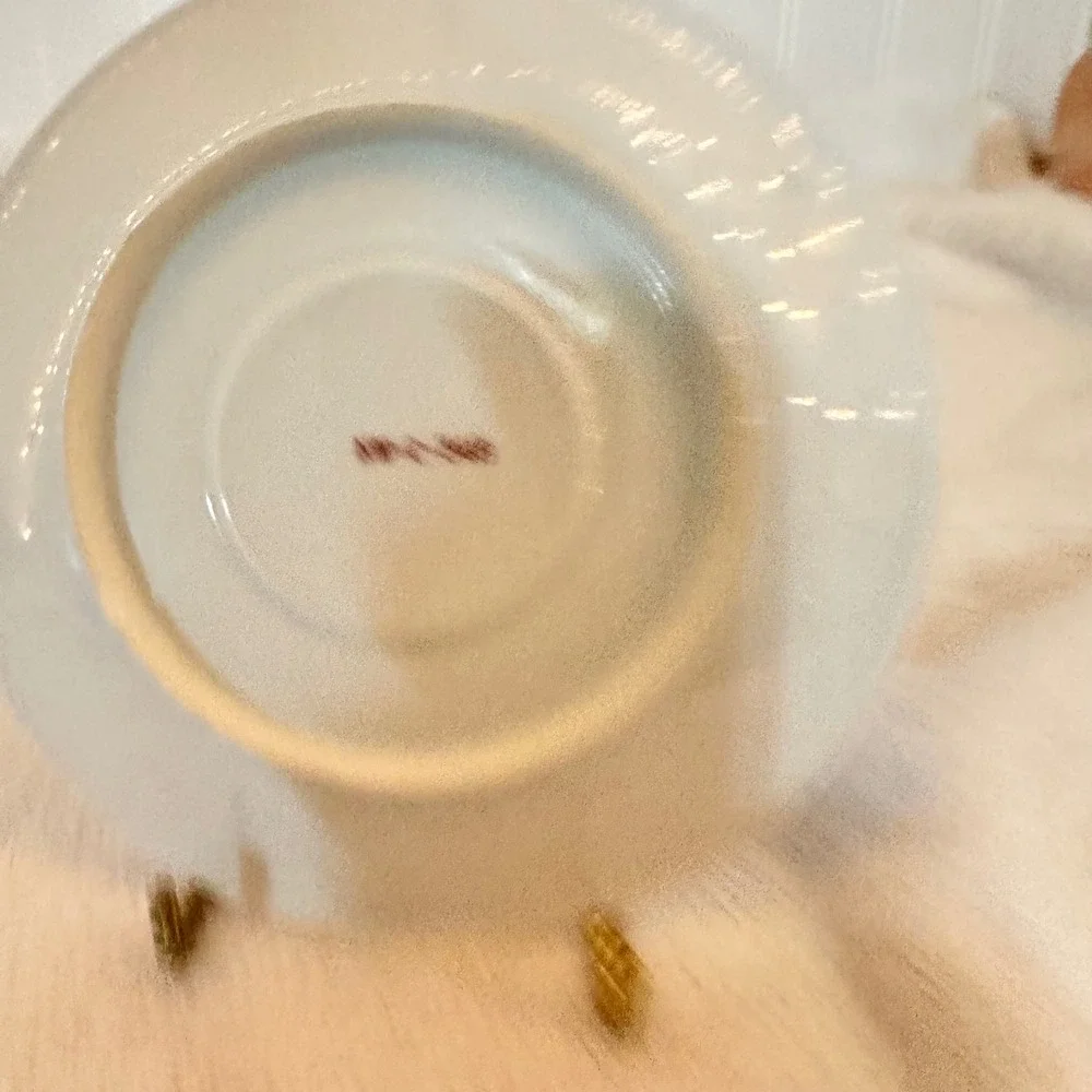Unbranded Vintage Tea Cup and Saucer Set Pink Excellent Pine Cone Silver Trim